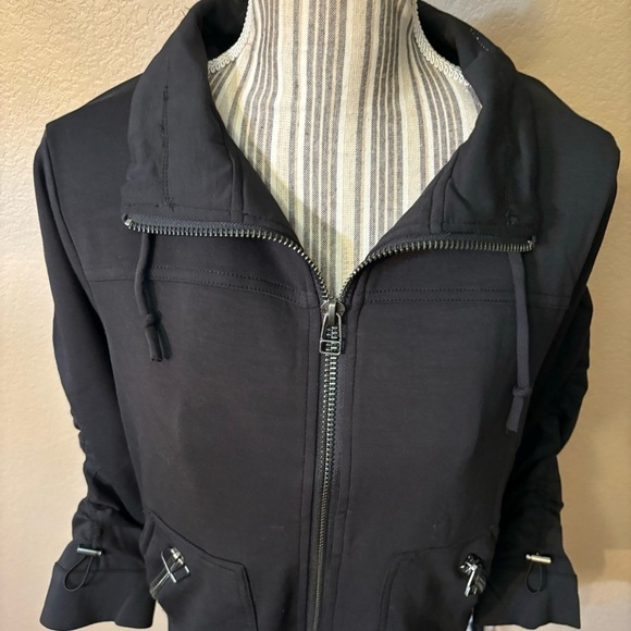 NWT Democracy Jacket Medium Black Soft Stretchy Steel-tone Zippers Pullstrings - Picture 2 of 16